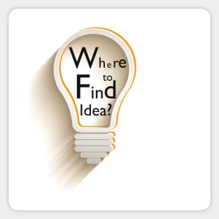 Text in lamp “Where to find idea?” Sticker